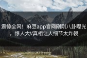 震惊全网！麻豆app官网刚刚八卦曝光，惊人大V真相让人细节太炸裂