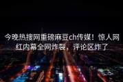 今晚热搜网重磅麻豆ch传媒！惊人网红内幕全网炸裂，评论区炸了