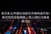 麻豆影业传媒在线麻豆传媒映画炸裂！麻豆网页探秘揭秘，惊人网红内幕真相大白