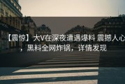 【震惊】大V在深夜遭遇爆料 震撼人心，黑料全网炸锅，详情发现