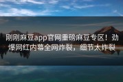 刚刚麻豆app官网重磅麻豆专区！劲爆网红内幕全网炸裂，细节太炸裂