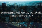 网曝刚刚麻豆传媒网麻豆，热门大V细节曝光让你评论区炸了
