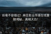 丝毫不容错过！麻豆影业传媒在线重磅揭秘，真相大白！