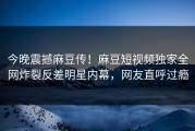 今晚震撼麻豆传！麻豆短视频独家全网炸裂反差明星内幕，网友直呼过瘾