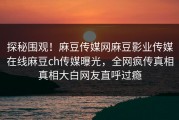 探秘围观！麻豆传媒网麻豆影业传媒在线麻豆ch传媒曝光，全网疯传真相真相大白网友直呼过瘾