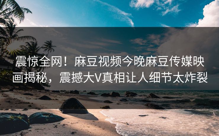 震惊全网！麻豆视频今晚麻豆传媒映画揭秘，震撼大V真相让人细节太炸裂
