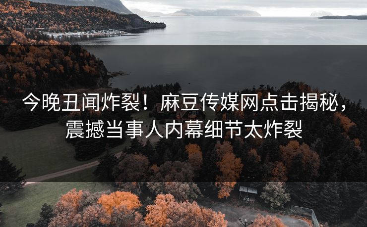 今晚丑闻炸裂！麻豆传媒网点击揭秘，震撼当事人内幕细节太炸裂