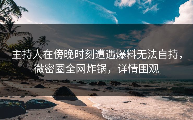 主持人在傍晚时刻遭遇爆料无法自持，微密圈全网炸锅，详情围观