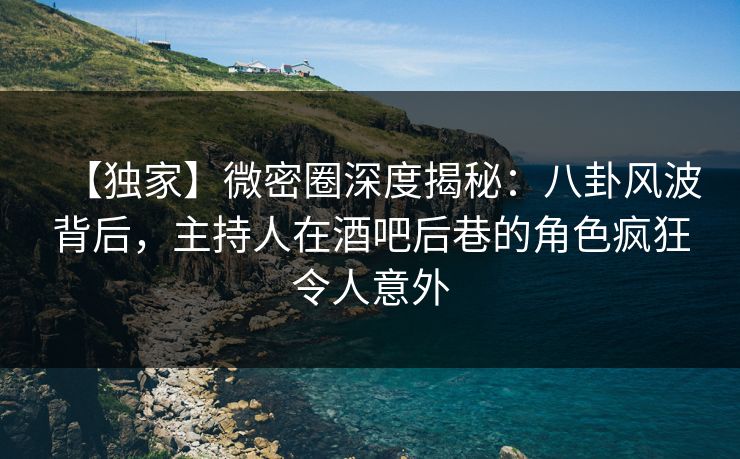 【独家】微密圈深度揭秘：八卦风波背后，主持人在酒吧后巷的角色疯狂令人意外