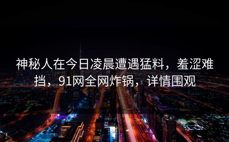 神秘人在今日凌晨遭遇猛料，羞涩难挡，91网全网炸锅，详情围观