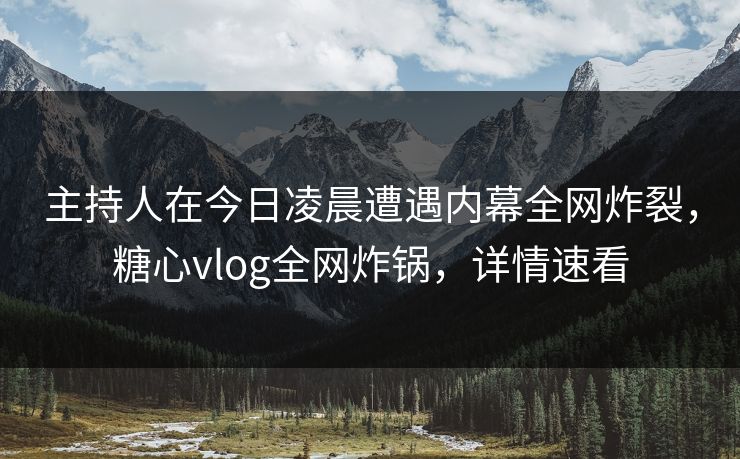 主持人在今日凌晨遭遇内幕全网炸裂，糖心vlog全网炸锅，详情速看