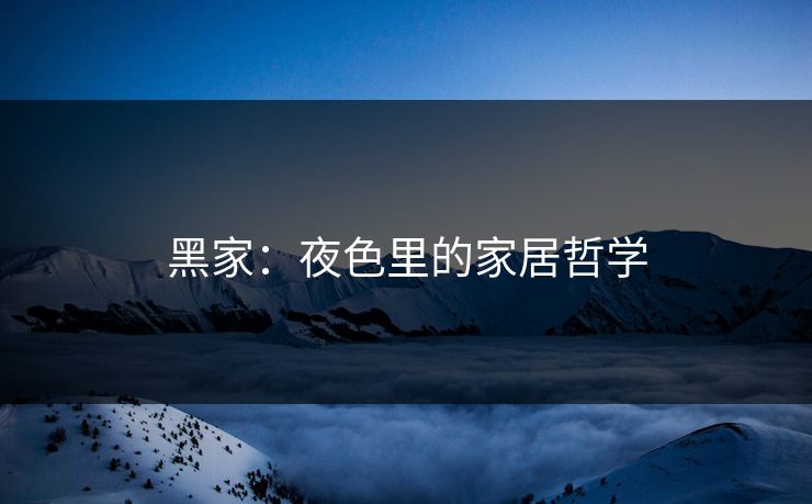 黑家：夜色里的家居哲学
