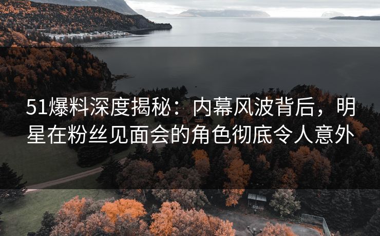 51爆料深度揭秘：内幕风波背后，明星在粉丝见面会的角色彻底令人意外