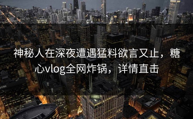 神秘人在深夜遭遇猛料欲言又止，糖心vlog全网炸锅，详情直击