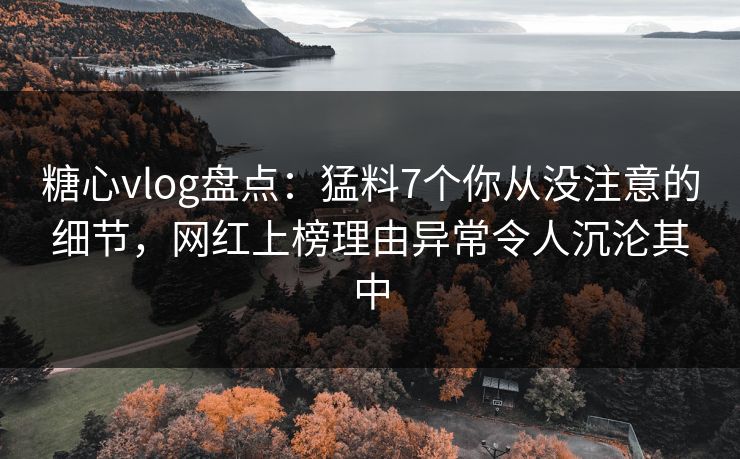 糖心vlog盘点:猛料7个你从没注意的细节,网红上榜理由异常令人沉沦其中 糖心vlog盘点:猛料7个你从没注意的细节,网红上榜理由异常令人沉沦其中